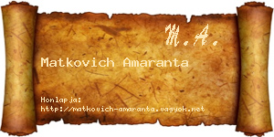Matkovich Amaranta névjegykártya